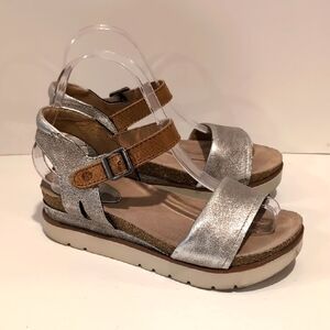 Josef Seibel Silver Wedge Sandals